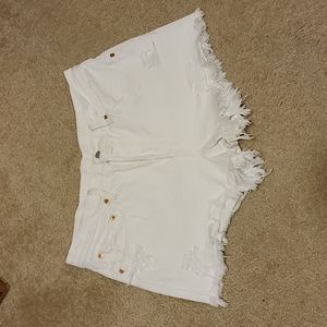 White Levi 501 cut offs